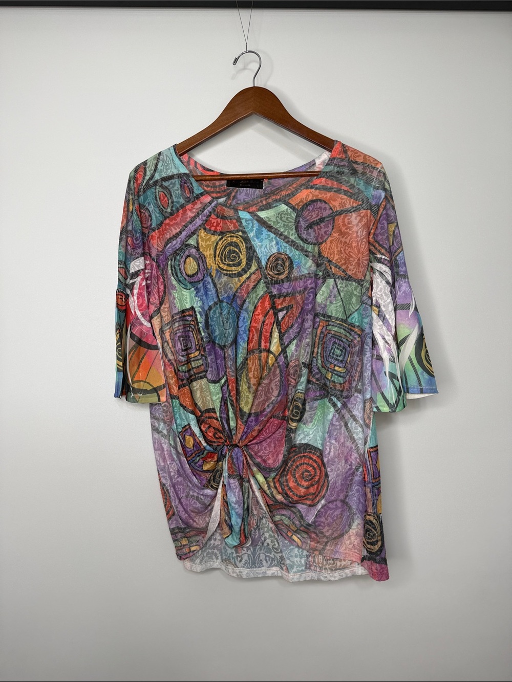 Katharina Marie Multicolor Abstract Gathered Top Size Large